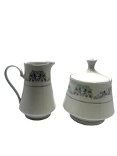 Vintage Crown Ming Fine China Jian Shiang Set Of Creamer and Sugar Bowl w/Lid