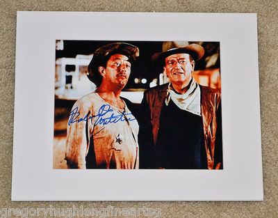 JOHN WAYNE & ROBERT MITCHUM Signed EL DORADO Color Photograph MATTED 11x14 Repro