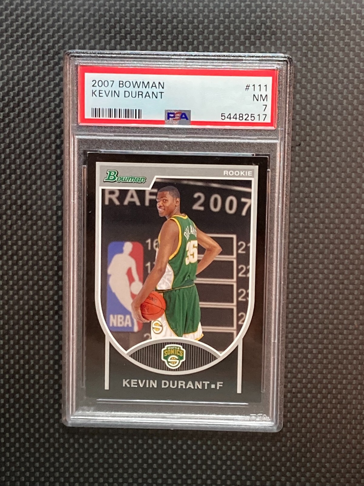 2007-08 Bowman #111 KEVIN DURANT PSA 7 RC ROOKIE /2999