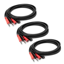 Hosa CPR202-THREE-K 6.6' Dual 1/4 TS Male - Dual RCA Male Audio Cable 3 Pack Bu