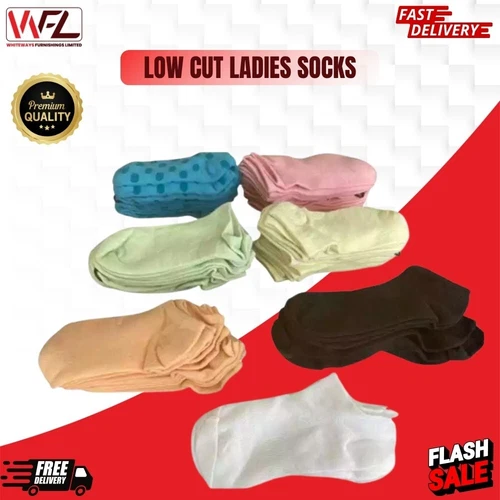 6 & 12 Pairs of Low Cut Ladies Microfibre Trainers Liners Colourful Socks 4-6