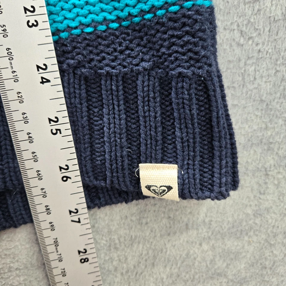 Женский свитер Roxy большой синий цветной блок пуловер с длинным рукавом хлопок - Изображение 3 из 4