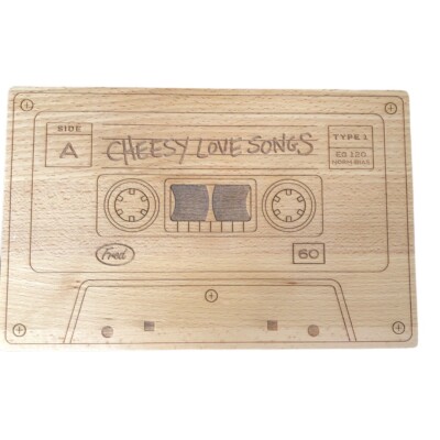 Genuine Fred Cheesy Love Songs Retro Mixtape Cheese Cutting Board, 10.5  X 7 