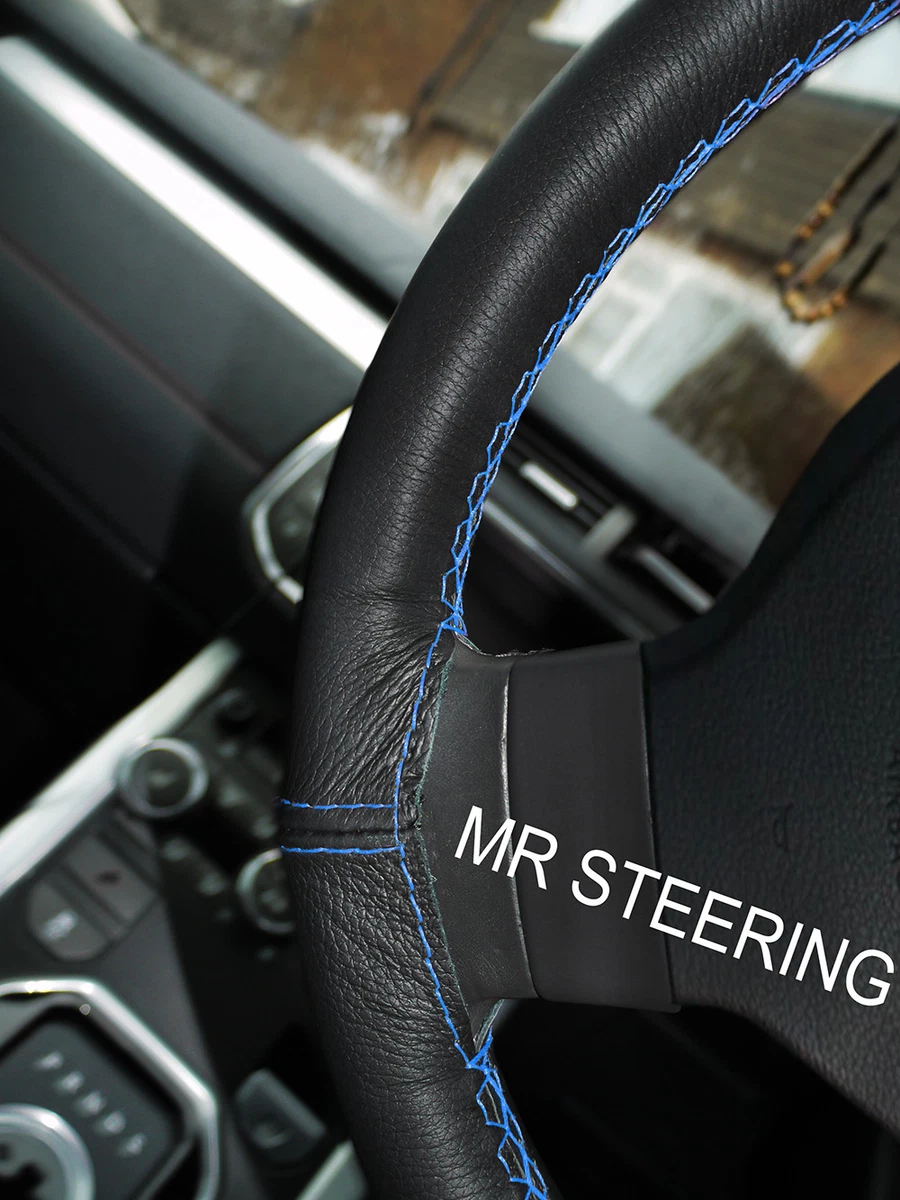 FOR NISSAN 300ZX Z32 90 00 LEATHER STEERING WHEEL COVER LIGHT BLUE DOUBLE STITCH