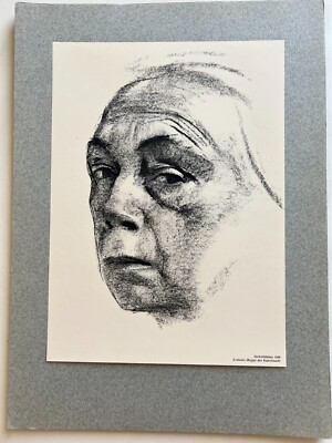 Kathe Kollwitz-Mappe Antique Woodcuts Print ''Selbstbildnis 1924'', 12'' x 16 1/2''