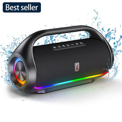Waterproof Bluetooth Speaker, Portable Speaker with RGB Light Show, Outdoor Spea