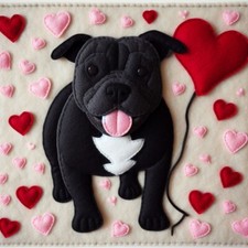 Luxury Black Staffy Staffie Birthday Card - blank inside FH