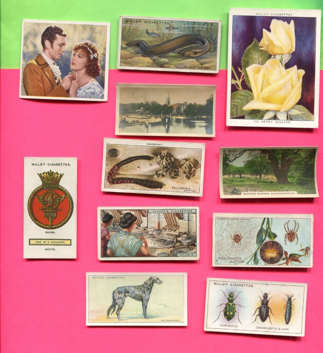 11 DIFFERENT MIXED ENGLISH CIGARETTE COLLECTOR VINTAGE TOBACCO CARD LOT