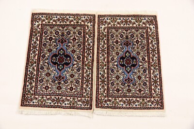 2 x Handgeknüpfter Orientteppich Moud   Auto Fußmatten( 60 X 40 CM)   Neu Top