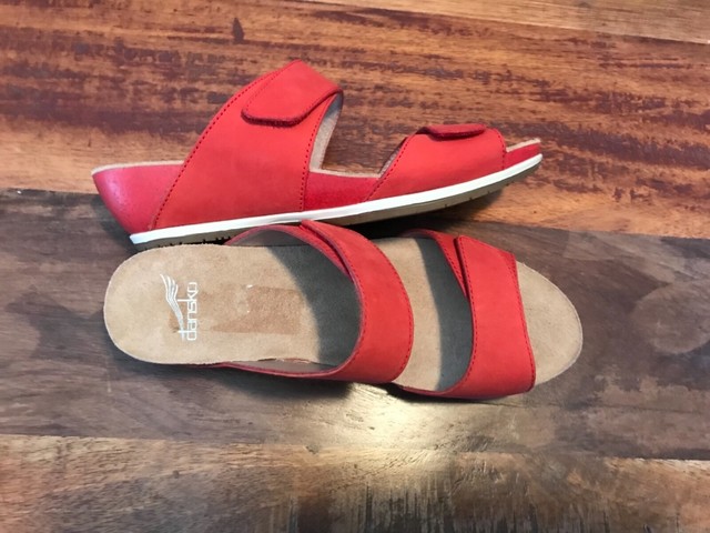 NEW DANSKO VIENNA MILLED TOMATO RED PEEP TOE SANDALS SIZE 7/37 SLIP ON NUBUCK | eBay