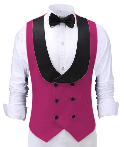 Men's Shawl Collar Vest Double Breasted Slim Prom Blazer Tops Waistcoat Waitress - Bild 11 von 42