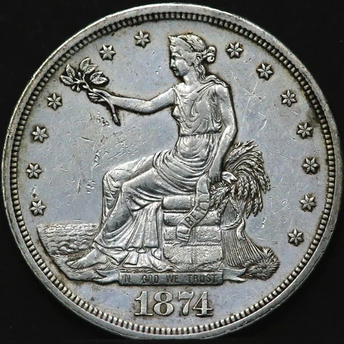 1874-CC $1 Carson City Silver Trade Dollar W/ Vintage COA Rare R1076