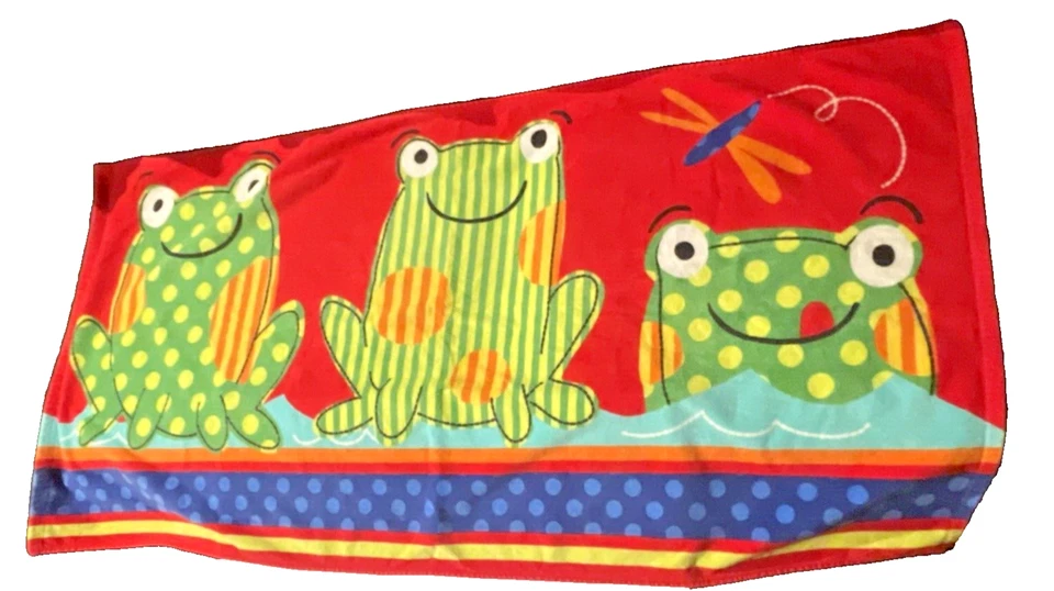 Toalla de playa Jumping Beans Frog Three Froggys algodón 29 x 57 Kohls RN 73277 LEER* Foto 3 de 4
