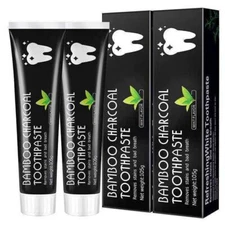 2~FLUORIDE FREE MINT TOOTHPASTE Natural Bamboo Activ Charcoal Teeth Whitening