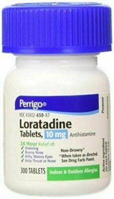Perrigo Loratadine Tablets 24hr 10mg 300 CT Relives Upper