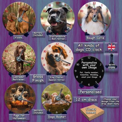 CD Uhr Hund Welpe Vizsla Labrador Retriever Text Personalisieren Sie Ihr Bild Collie