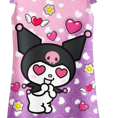 Girls Sanrio Kuromi Sleepwear Pajamas Nightdress Summer Beach Skirt Party Dress - Picture 7 of 10