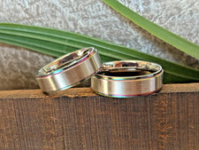 Set of Men's Women's Couples Wedding Bands Rings Silver Rainbow Stainless Steel