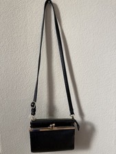 Women s Small Black Shoulder/Crossbody Bag, Zip Closure, Adjustable Strap
