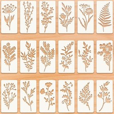 18 Sheet Reusable Wildflower Stencils Leaves and Flower Drawing Templates