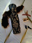 Vintage Barbie Clone Premier 🌟Black & Gold Sheath Dress w/Fur Accessories🌟