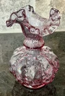 Vintage Fenton Light Purple Melon Glass Vase Beaded Ruffle Edge