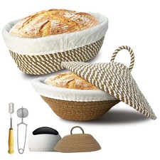 Sourdough Banneton Bread Proofing Basket, Cotton Rope Sourdough Bowl, Oval Br...