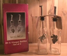 Oil & Vinegar Dispenser Set Glass with Grape Vine Decor