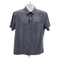 Vuori Mens Shirt Large Bridge Button Down Vintage Charcoal Pattern Lightweight