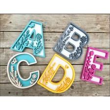 Custom Printed Floral Letters Decor Sign for Nursery, Shelf,Wall Art