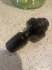 VINTAGE uranium Green GLASS DECANTER 8.5 Inch With black Art Deco Stopper Unique — photo 9