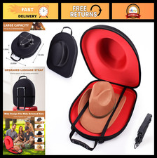 Crush Proof Cowboy Hat Travel Case - Hat Storage Box with Carry Handle Straps