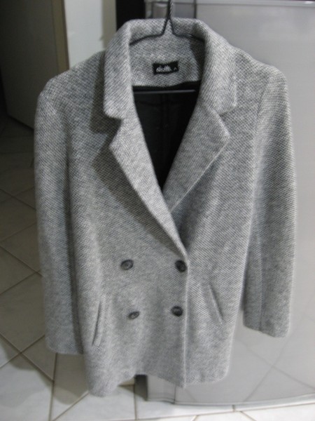 DOTTI GREY FLECKED LONG SLEEVE DOUBLE BREASTED COAT WITH POCKETS SIZE 6