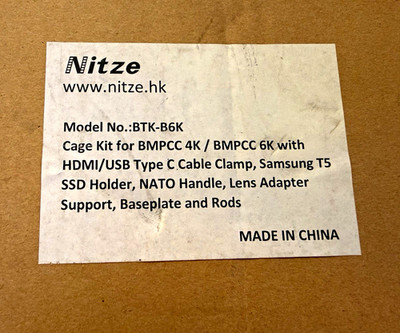 Nitze BTK-B6K Camera Cage Rig Kit for Blackmagic BMPCC 4K 6K w/ Baseplate