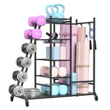 Rolling Dumbbell Rack and Home Gym Storage Organizer, Black