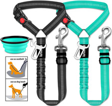 3 Piece Dog Car Seat Belt Set - Retractable Adjustable Pet Seatbelts for Vehicle