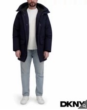 DKNY Down Parka Men’s Medium Navy 50% Duck Down Feather Filling Brand New Tags