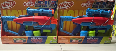 NERF Elite Jr. Voyage Target 2 Piece Set Easy Play Foam Dart Blaster w/ 20 Darts