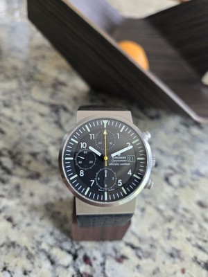 BEAUTIFUL! Junghans Steel Officially Certified Chronometer Leather Strap EUC