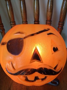 Rare Vintage Blow Mold Halloween Pirate Disguise Jack-O-Lantern Light 1960’s