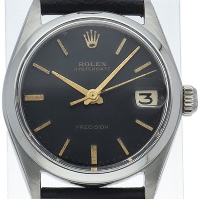 ROLEX Oyster Perpetual Date Antique Overhauled 6466(8) Stainless Steel / Lea...