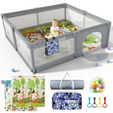 LUTIKIANG Baby Playpen 79"x71" Play Yard w/ Mat - Safe Indoors  Outdoors