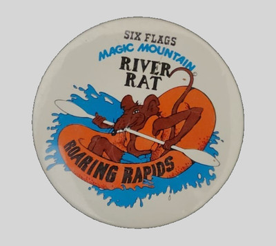 Vintage Six Flags Magic Mountain Roaring Rapids River Rat Souvenir Pinback PIN
