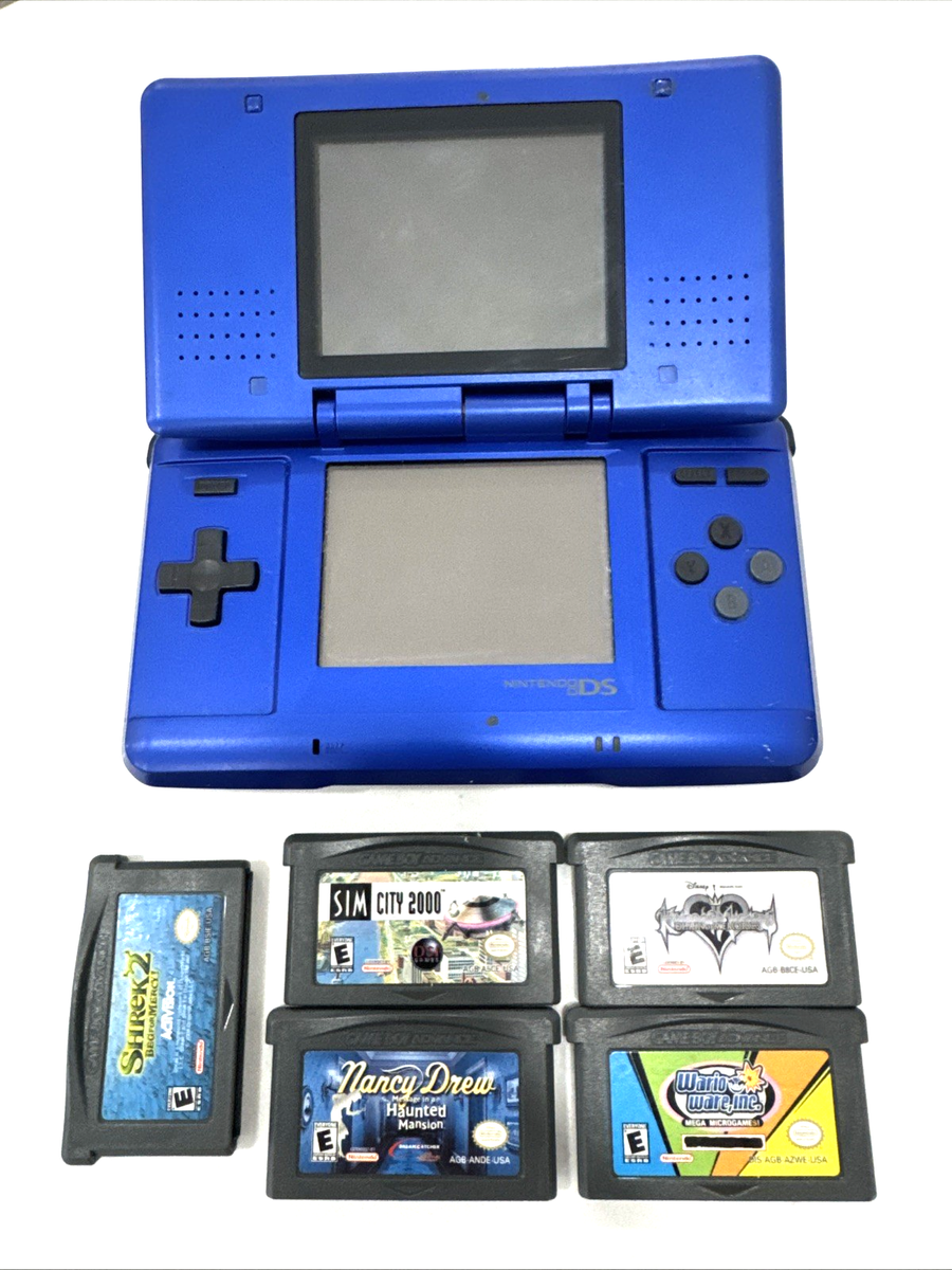 Nintendo DS Handheld Console Cobalt Blue NTR-001 + CHARGER GAMES