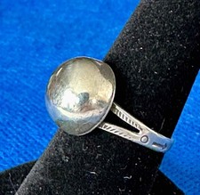 Native American Design Sterling Silver Dome Ring Deco Side Band Ring 7.75