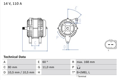 BOSCH 0 986 080 060 Generator for  FIAT IVECO MERCEDES-BENZ