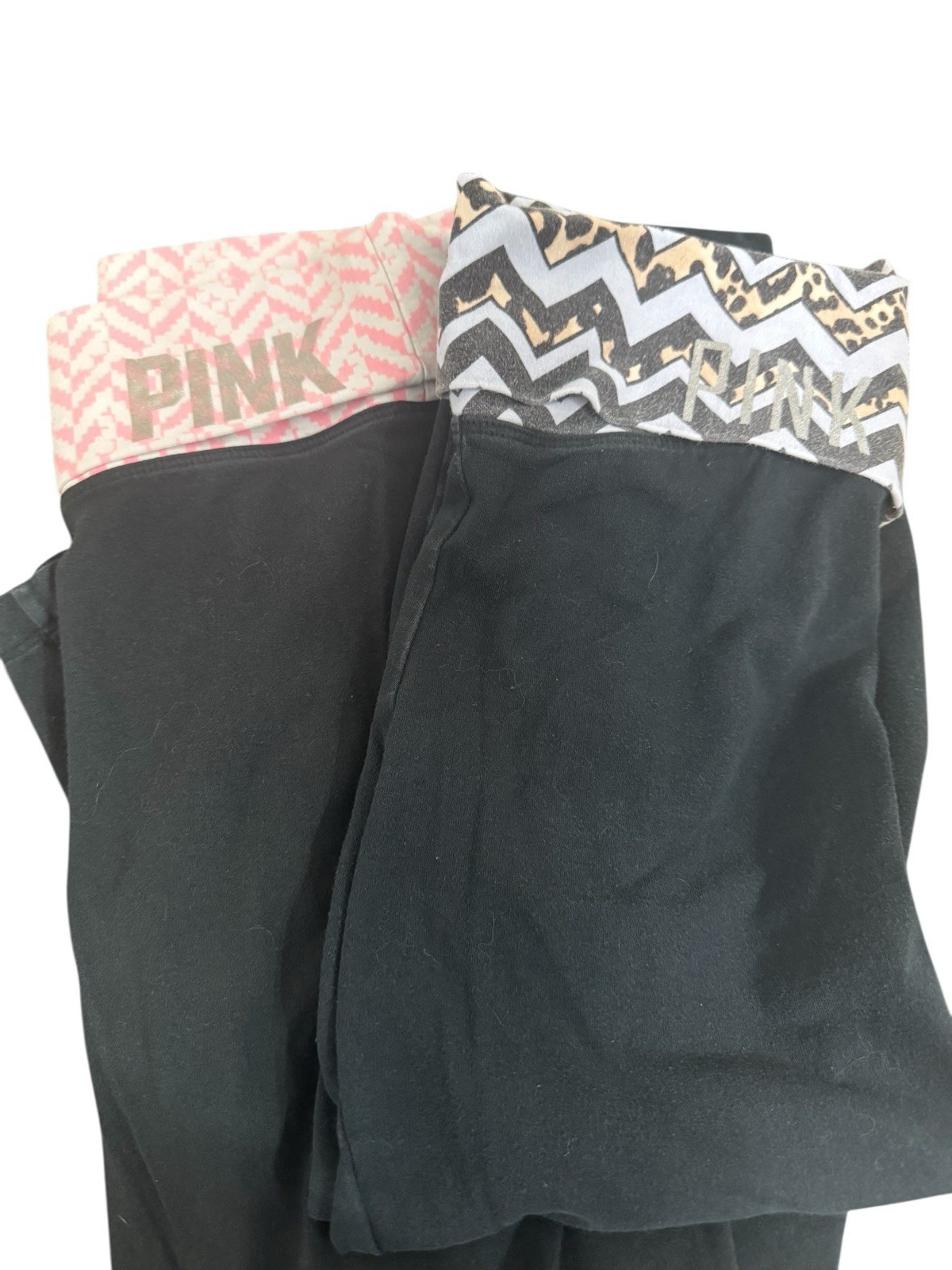 Y2k Victoria secret PINK Fold Over Yoga Pants Lot Black Low Rise Rare Waistband image 2