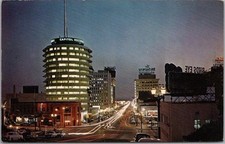 Vintage HOLLYWOOD California Postcard "VINE STREET" Capitol Records Tower / 1966