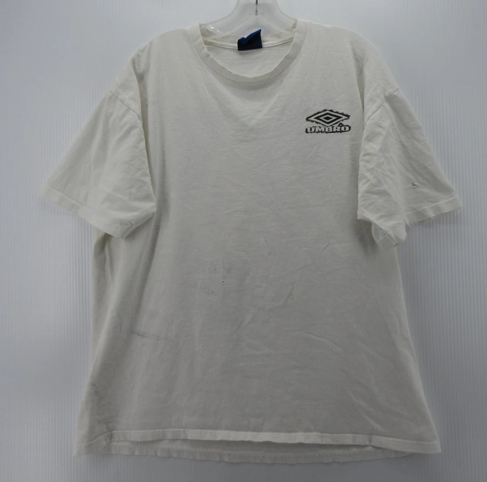 VINTAGE Umbro Shirt Men XL White 90s Soccer Abstract Geometric Double Sided * - Image 2 of 4