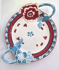 Blue Sky Clay works Heather Goldminc 12" X 12" w/ Handles Rare Platter Plate